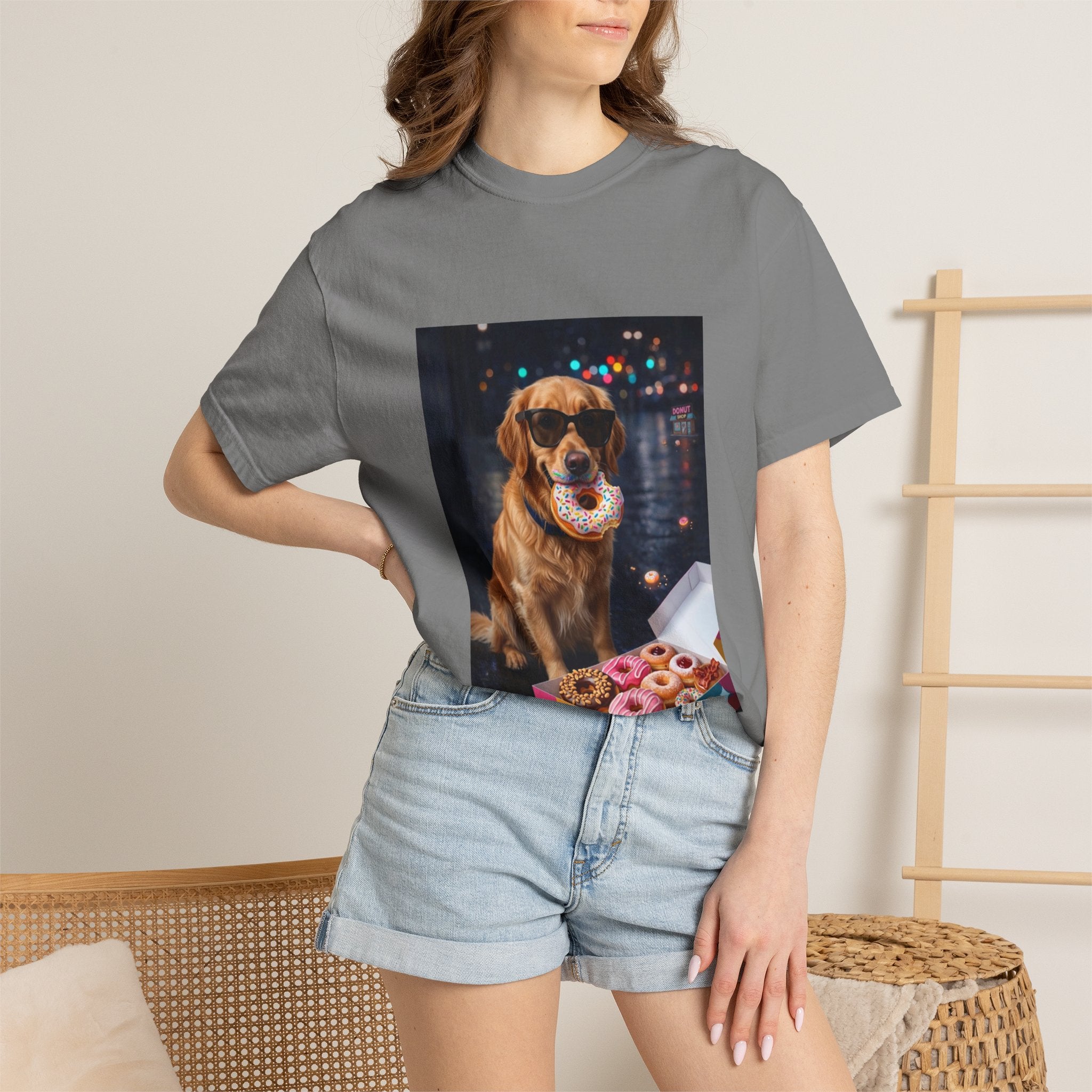 DogDrip Golden Eating Donuts T-shirt